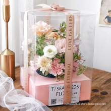 Transparent Flower Box Packaging Bouquet With Pvc Window